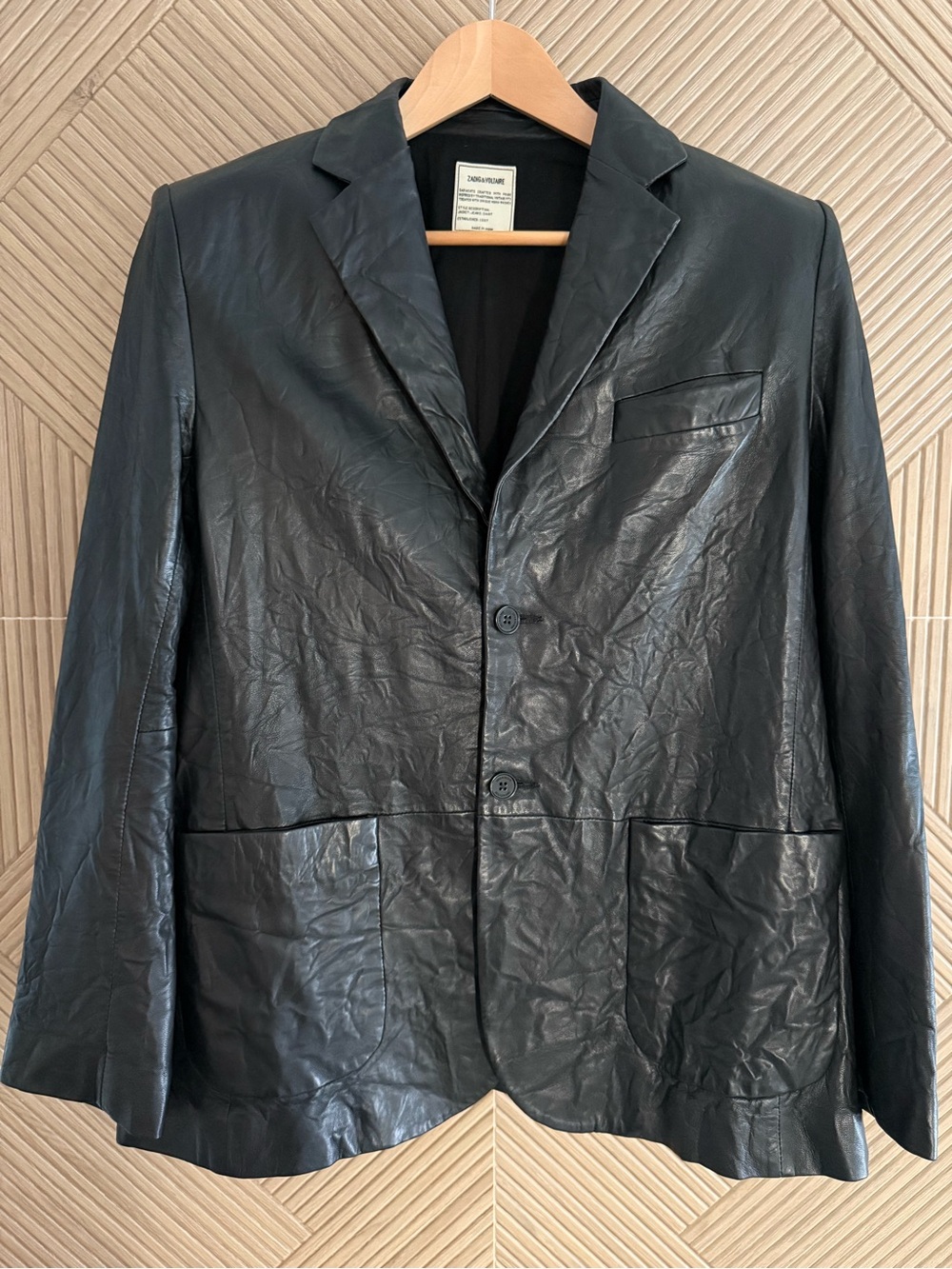 Zadig & Voltaire Oversized Lamb Leather Blazer, S